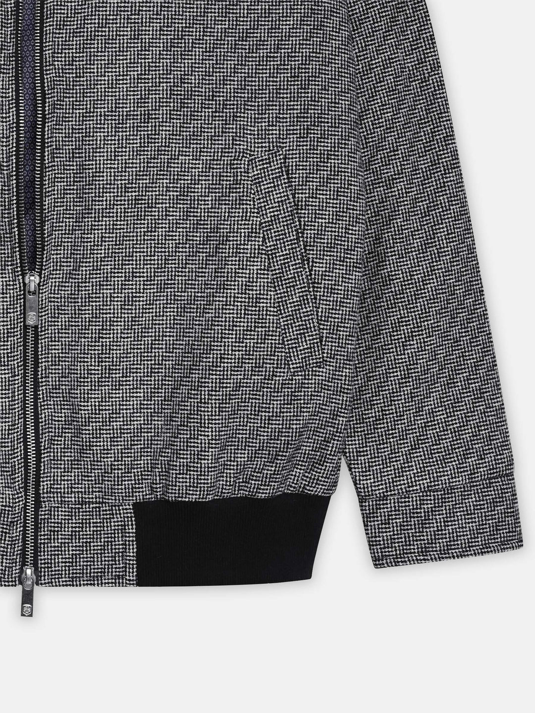 Black & Grey Patterned Wool & Cashmere Blended Jacket - Sartoria