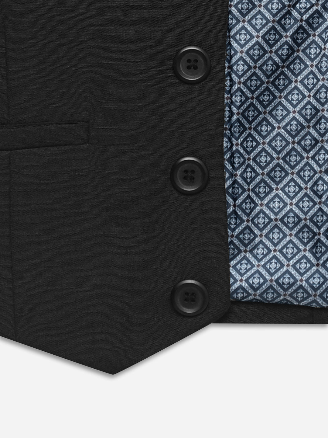 Black Linen Blended Vest With Bow - Junior