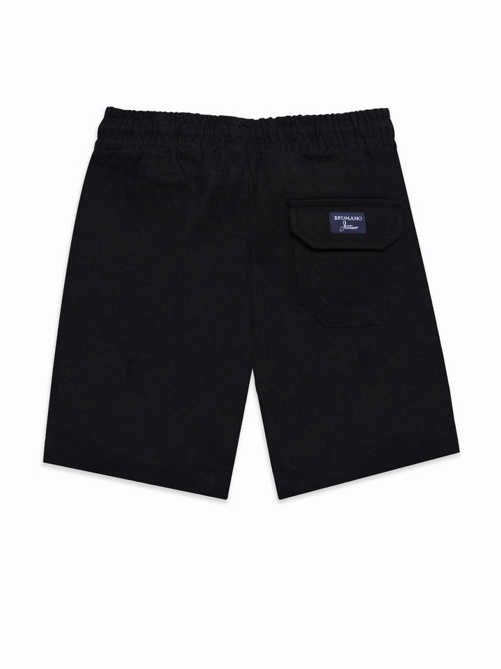 Brumano Black Linen Casual Shorts - Junior
