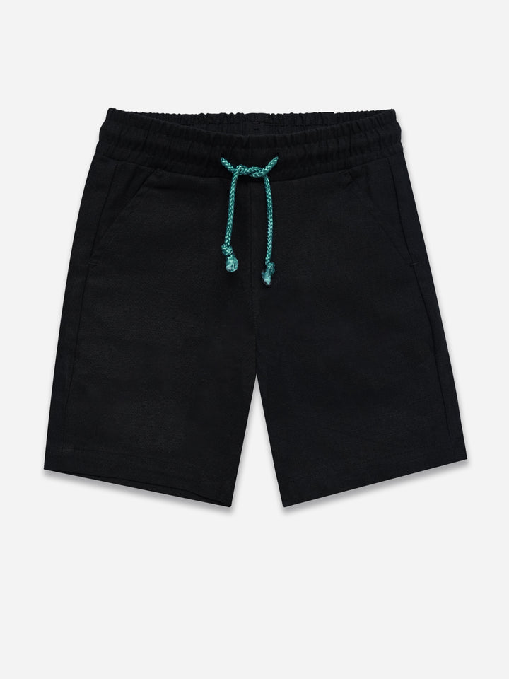 Black Linen Casual Shorts - Junior