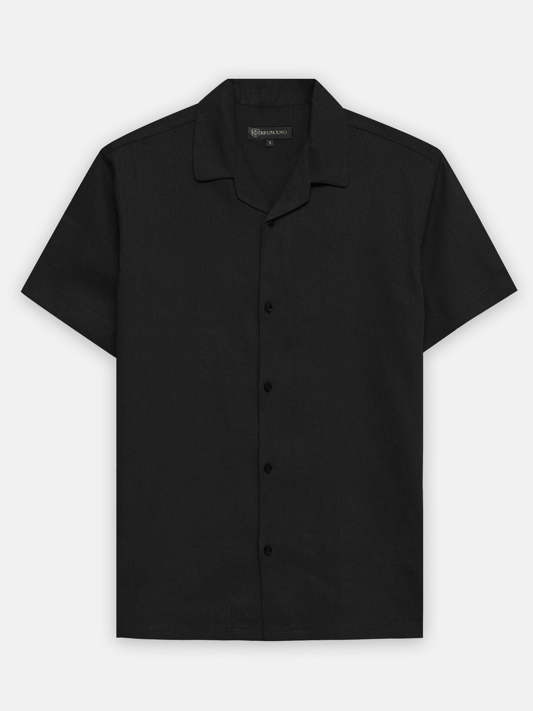 Black Linen Half Sleeve Cuban Collar Shirt