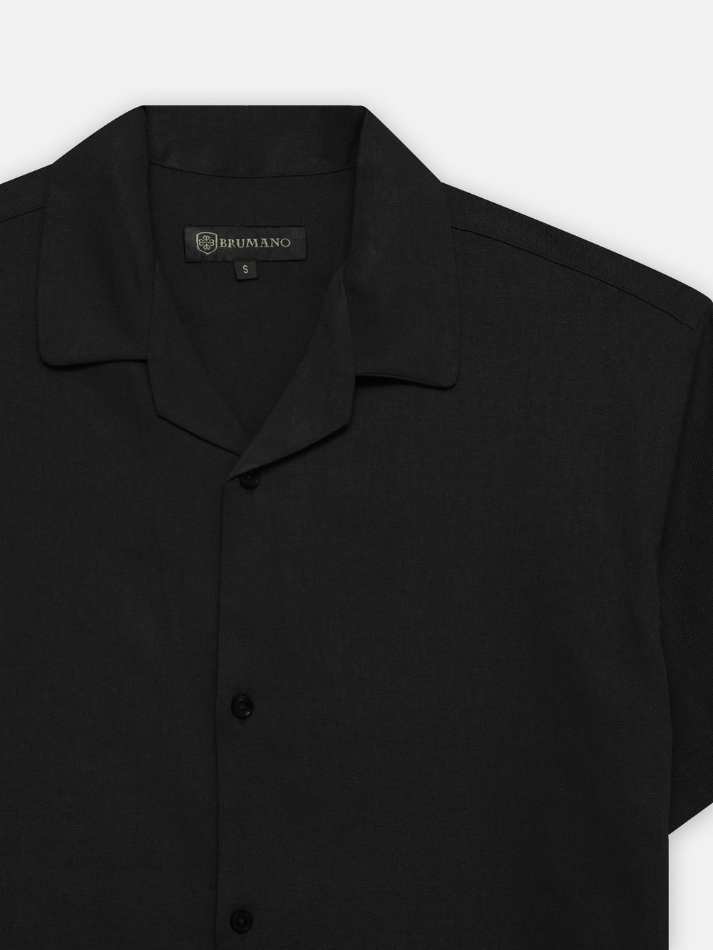 Black linen half sleeve cuban collar shirt