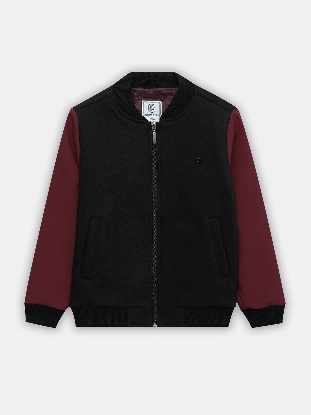 Black & Maroon Casual Bomber Jacket - Junior