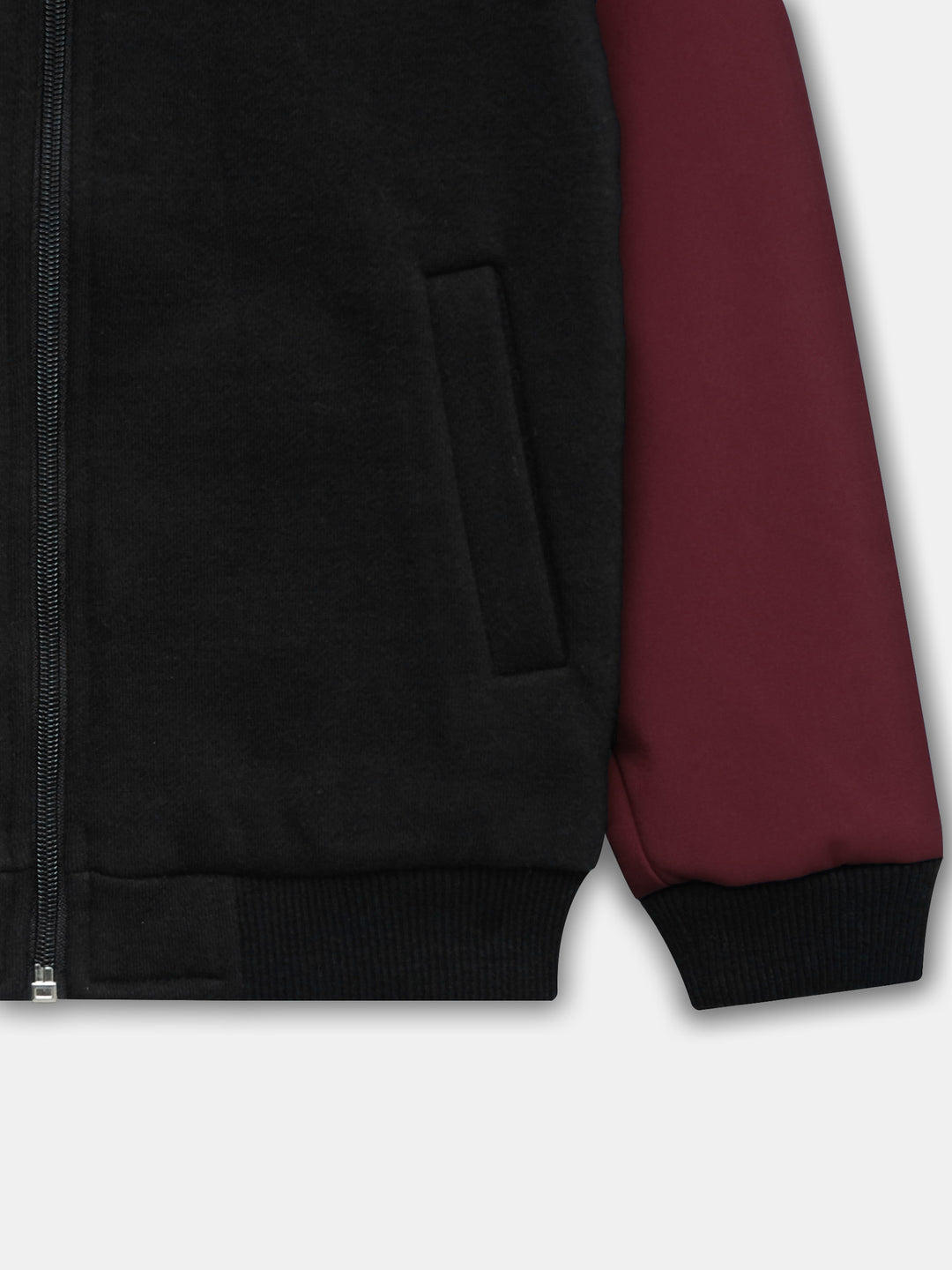 Black & Maroon Casual Bomber Jacket - Junior