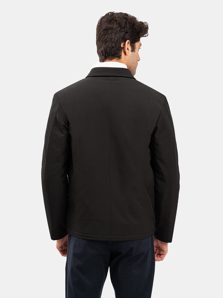 Black Quilted Formal Jacket With Collar
