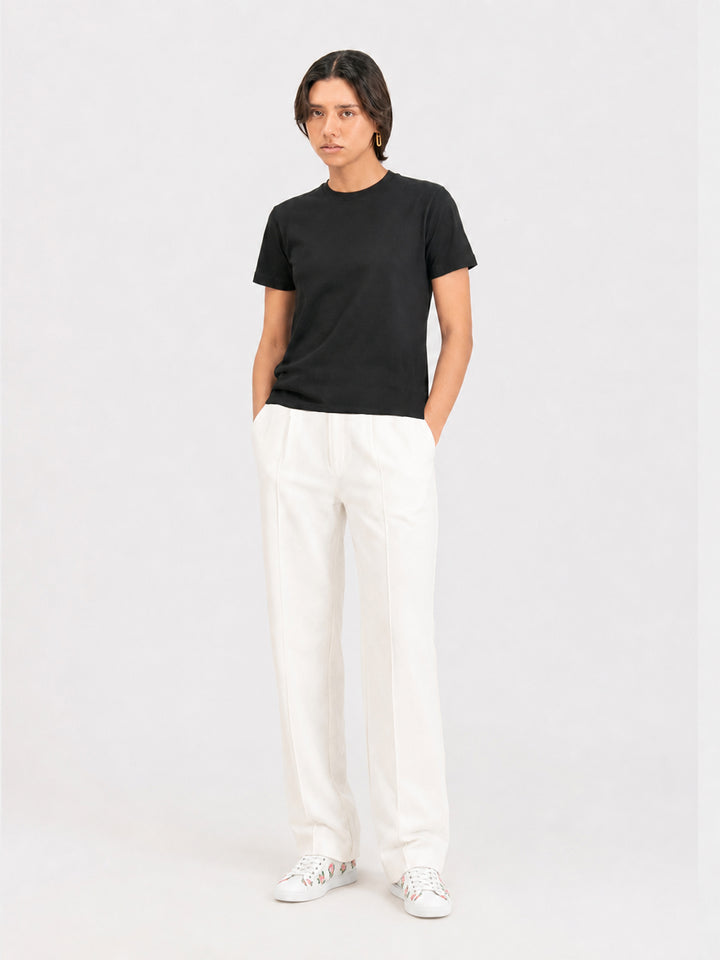 Black Regular Fit Crew Neck T-Shirt - Women