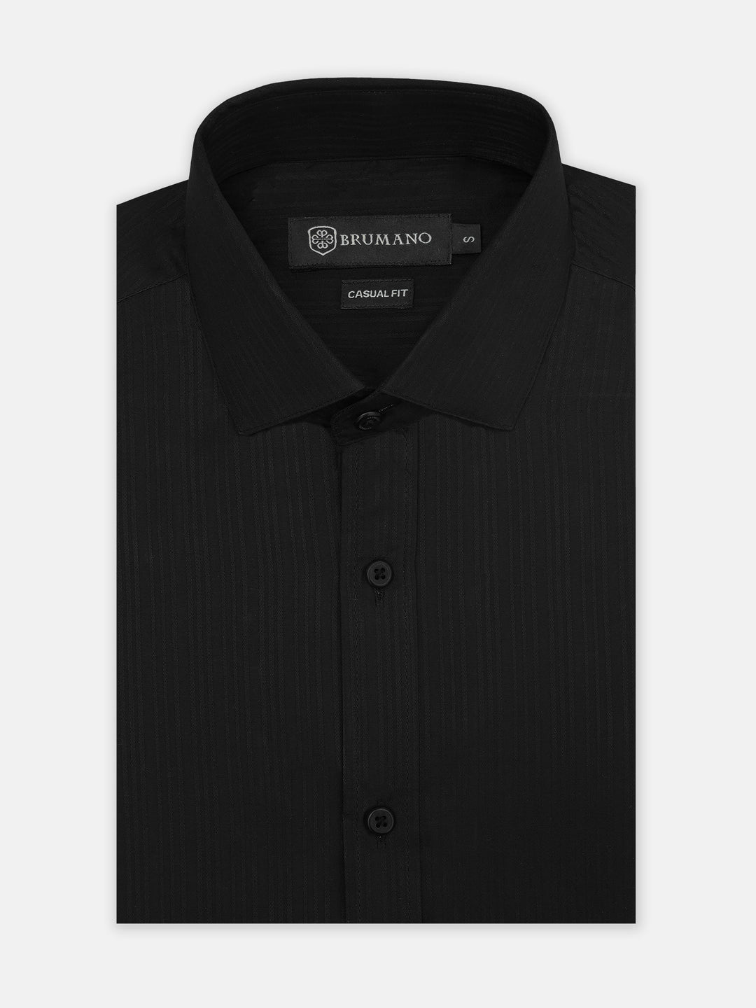 Black self striped formal shirt