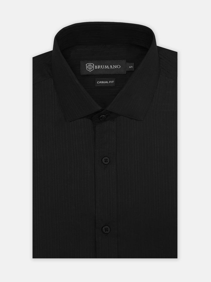 Black Self Striped Formal Shirt