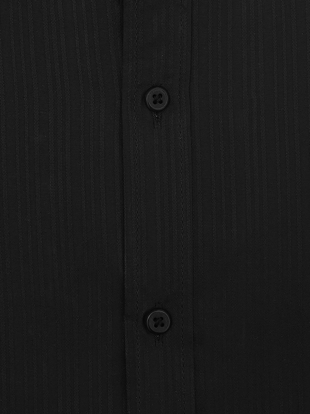 Black Self Striped Formal Shirt