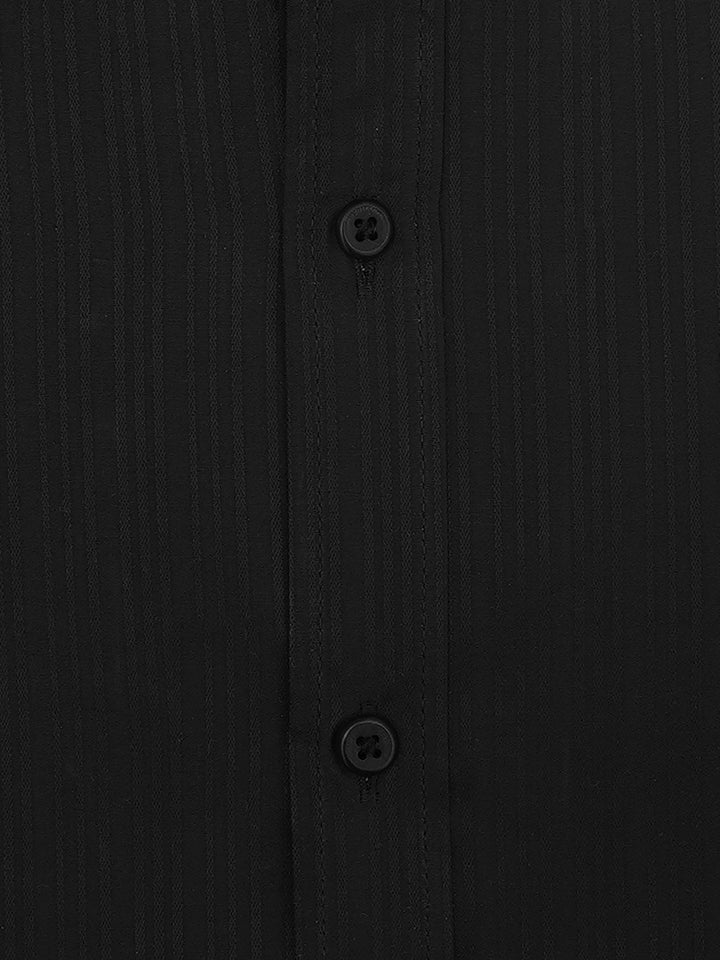 Black Self Striped Formal Shirt