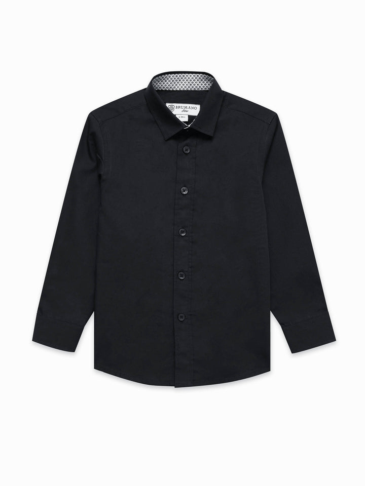 Black Shirt With Inner Collar Detail - Junior