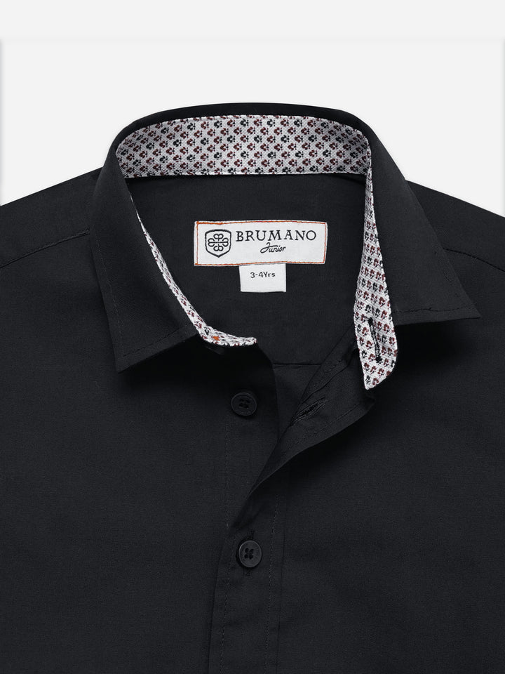 Black Shirt With Inner Collar Detail - Junior
