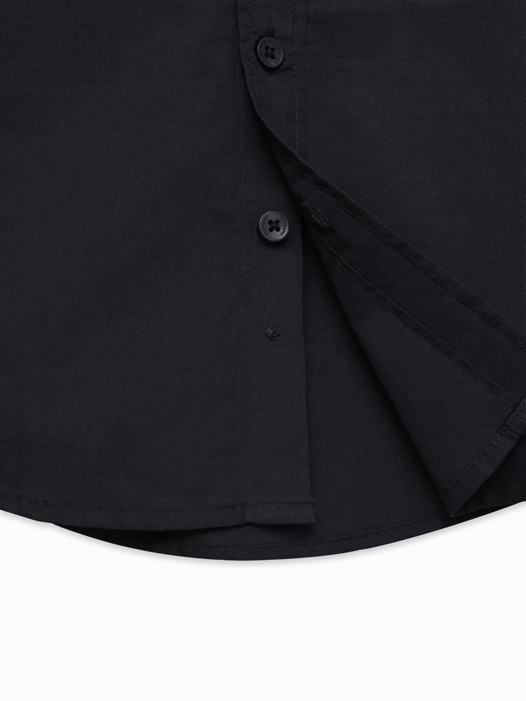 Black Shirt With Inner Collar Detail - Junior