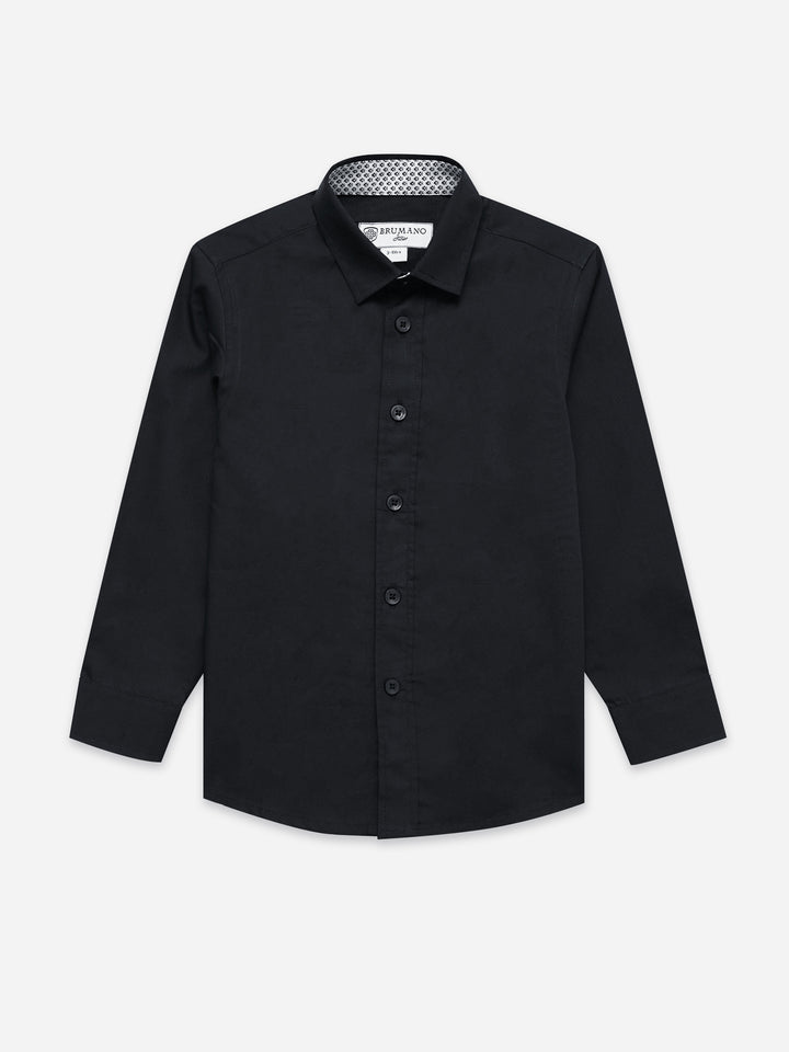 Black Shirt With Inner Collar Detail - Junior