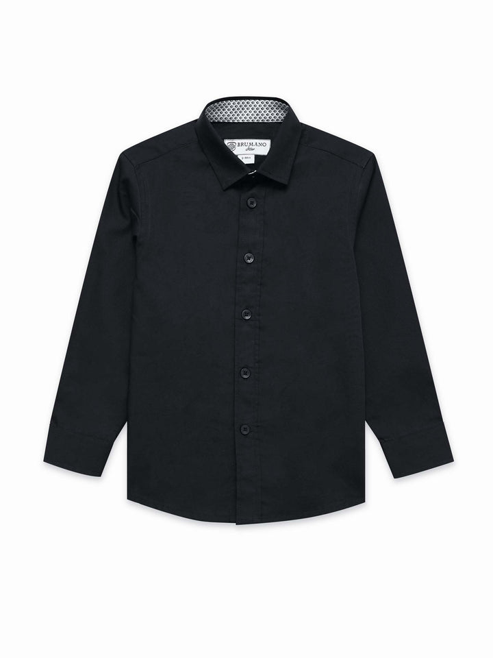 Black Shirt With Inner Collar Detail - Junior