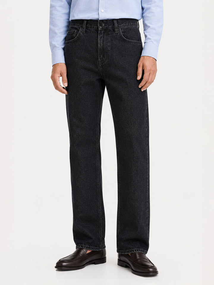 Black Straight Fit Casual Denim