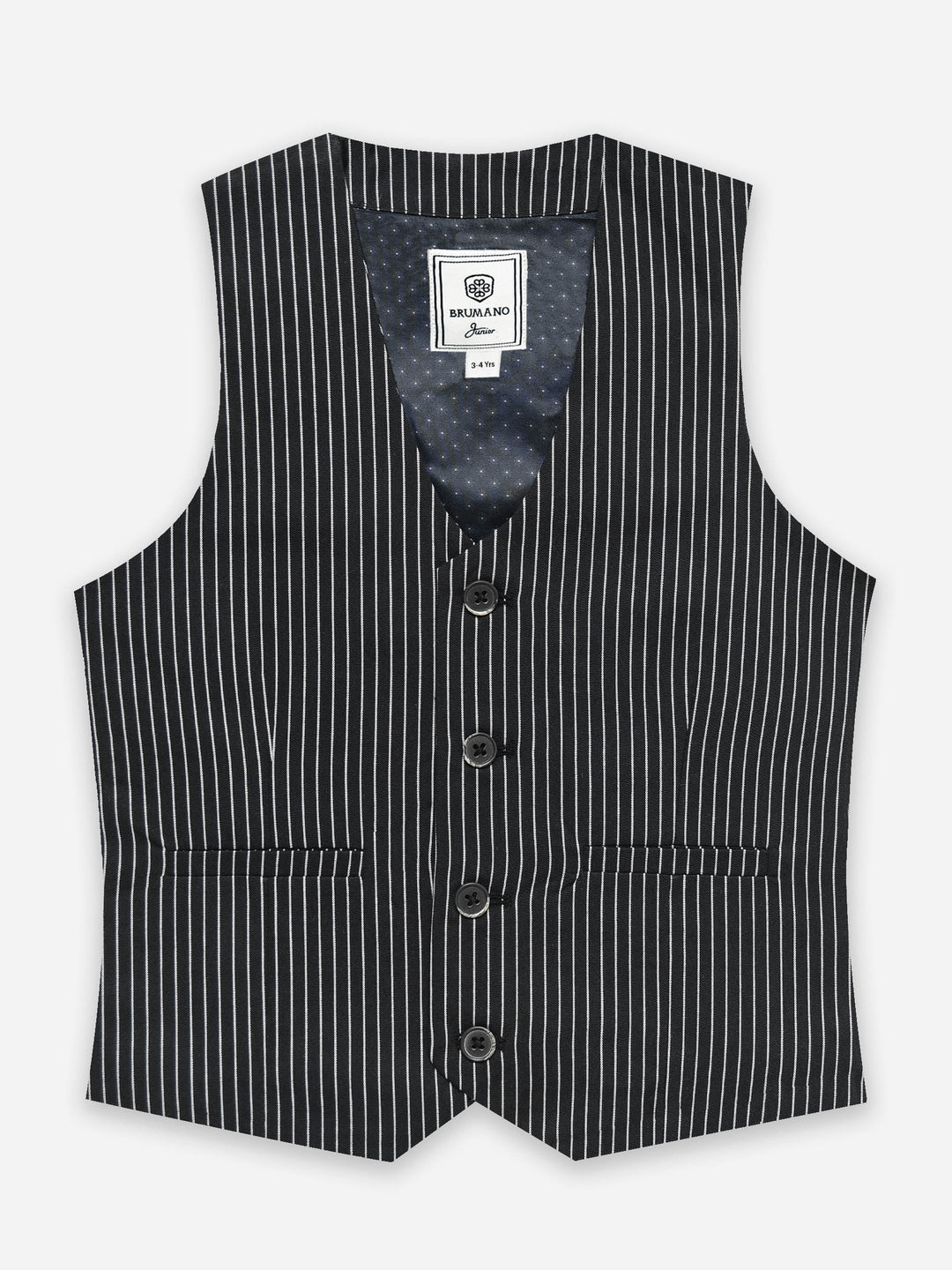 Black & White Striped Formal Vest With Bow - Junior