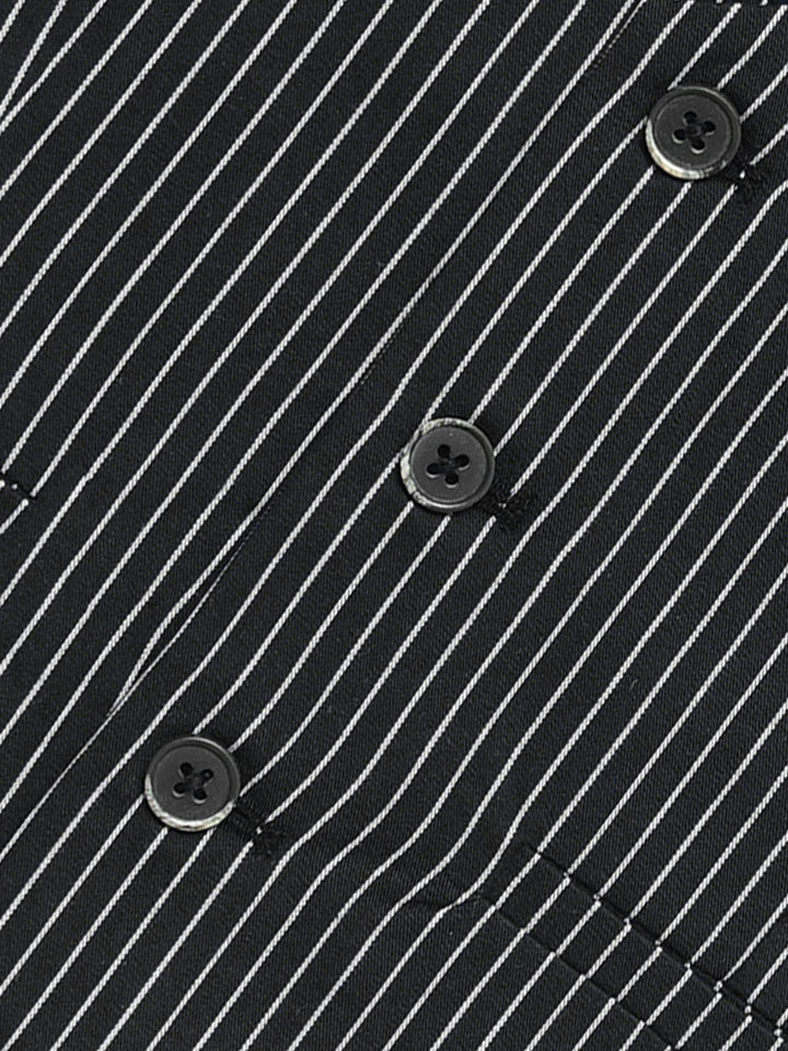 Black & White Striped Formal Vest With Bow - Junior