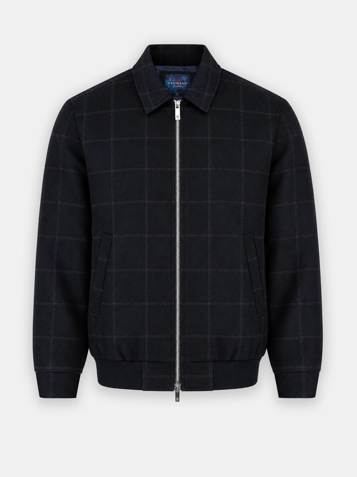 Black Windowpane Wool & Cashmere Blended Jacket - Sartoria