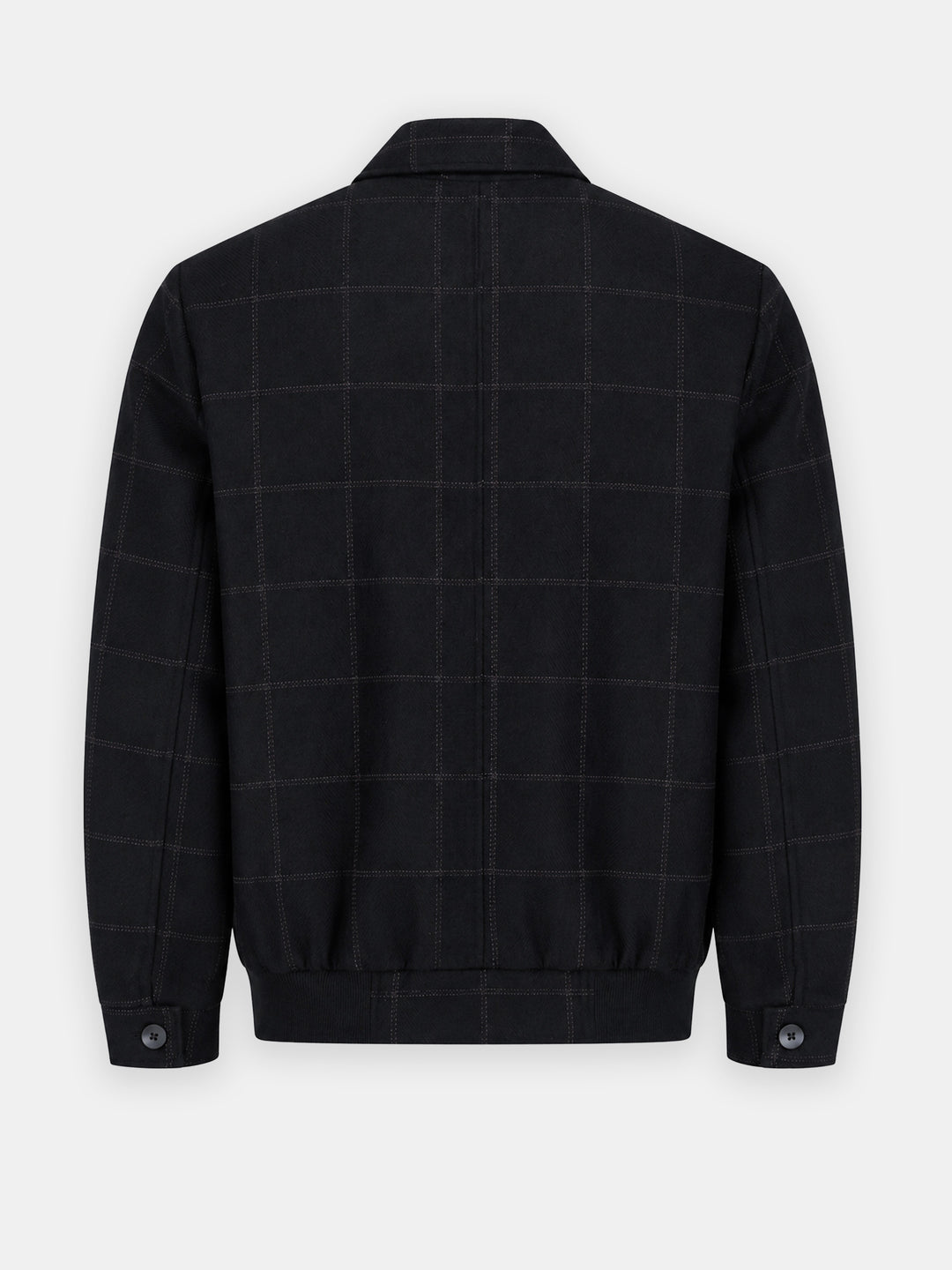 Black Windowpane Wool & Cashmere Blended Jacket - Sartoria