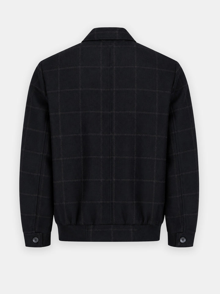 Black Windowpane Wool & Cashmere Blended Jacket - Sartoria