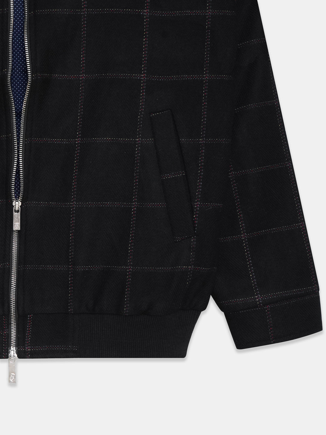 Black Windowpane Wool & Cashmere Blended Jacket - Sartoria