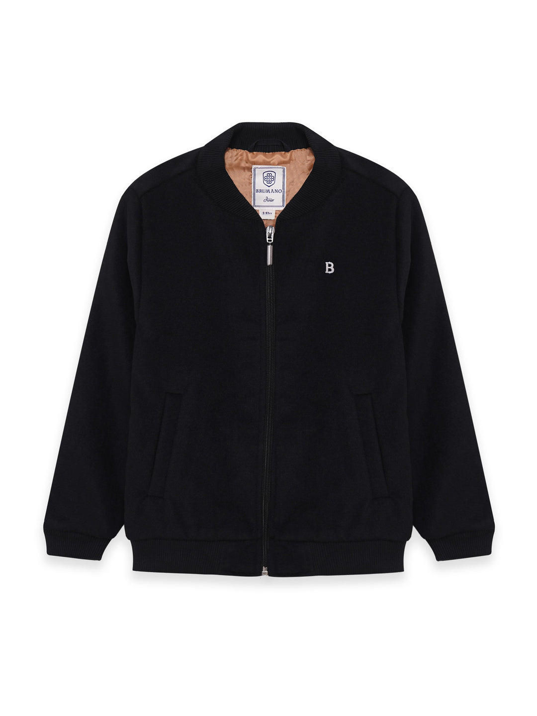 Junior black bomber jacket front view