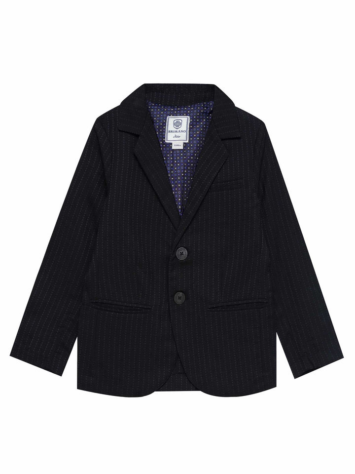 Black Wool Structured Kids Casual Blazer