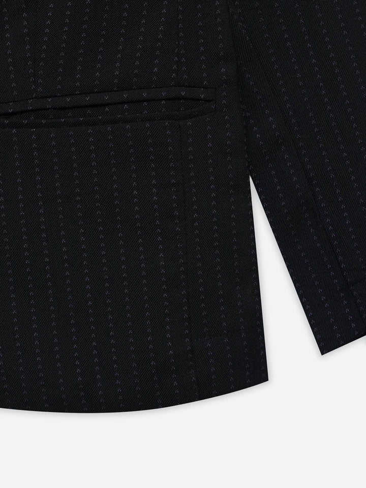 Black Wool Structured Kids Casual Blazer