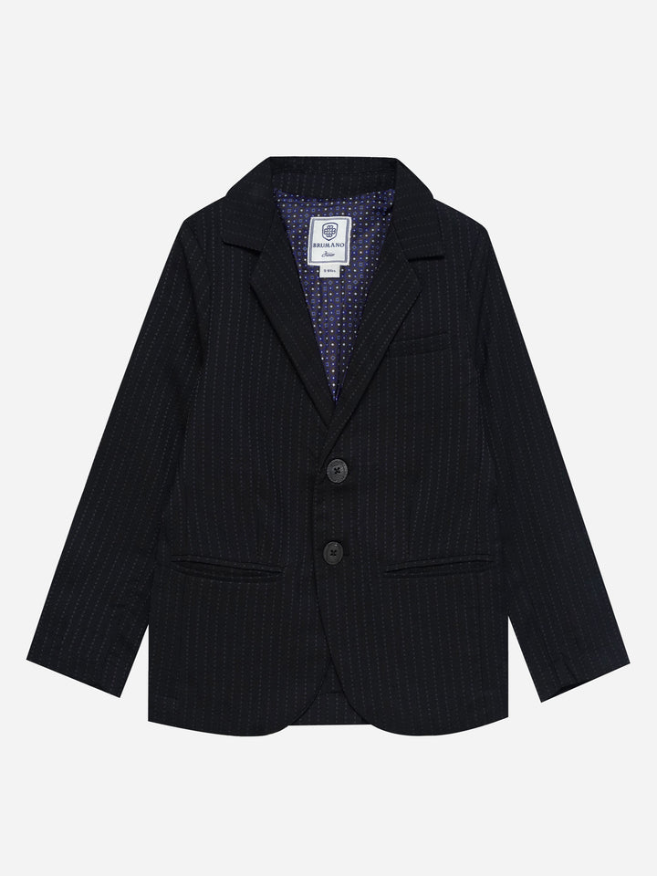 Black Wool Structured Kids Casual Blazer