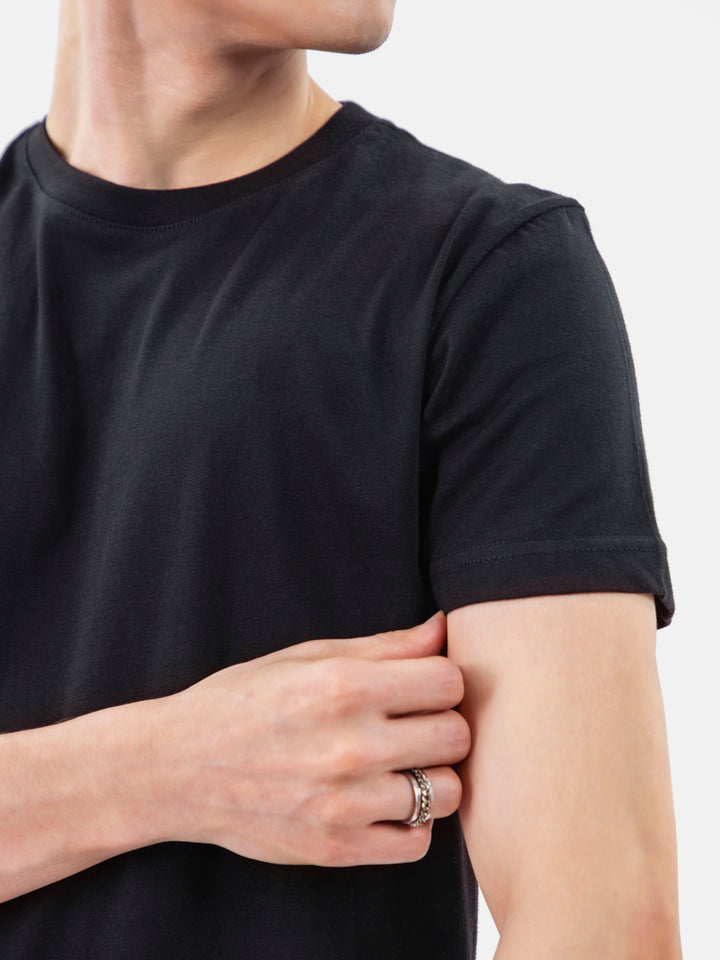Black 100% Combed Cotton Crew Neck T-Shirt