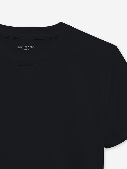 Black 100% Combed Cotton Crew Neck T-Shirt