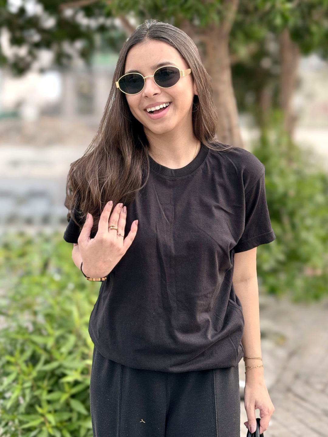 Black 100% Cotton Basic Tee - Women