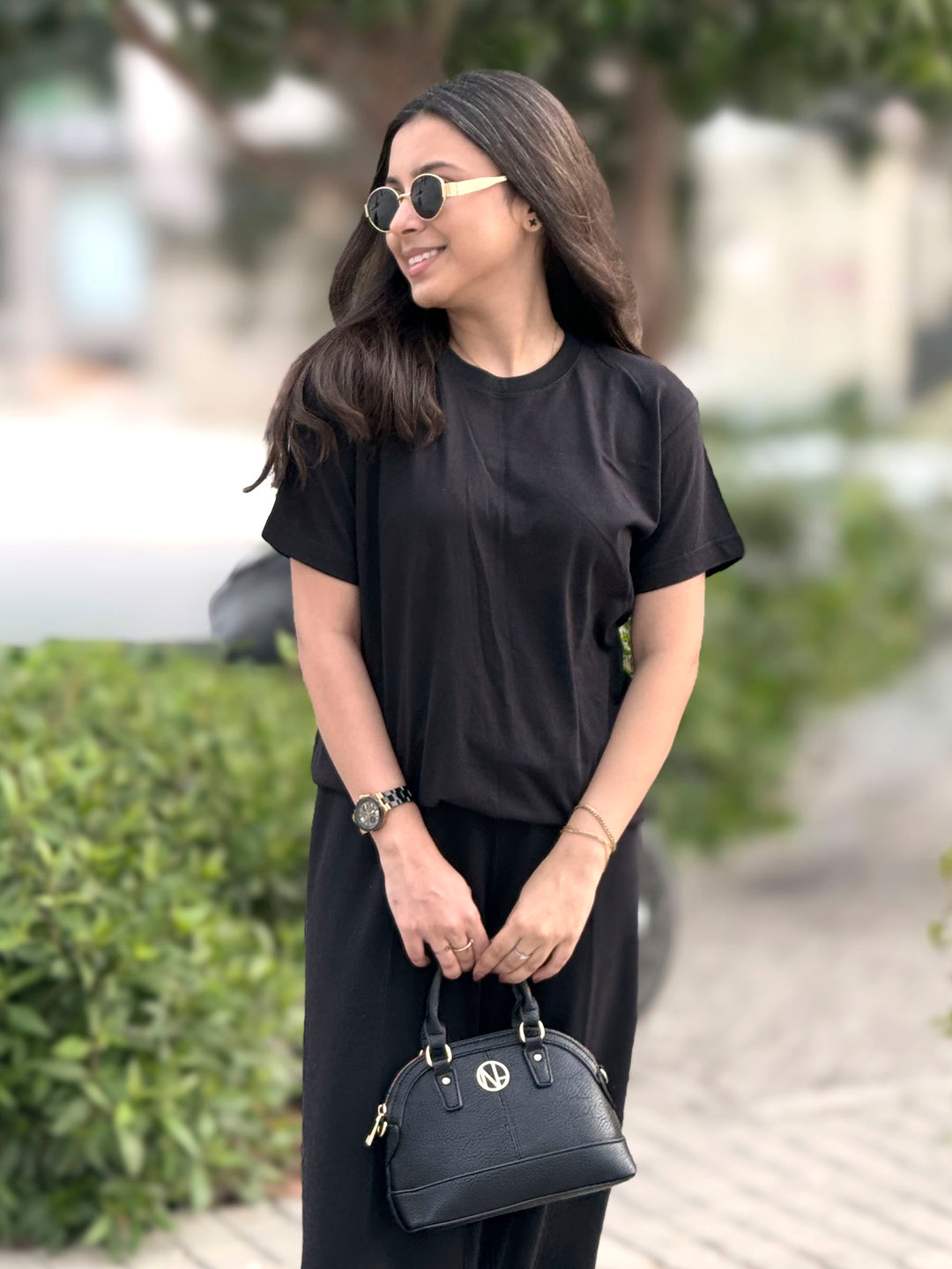 Black 100% Cotton Basic Tee - Women