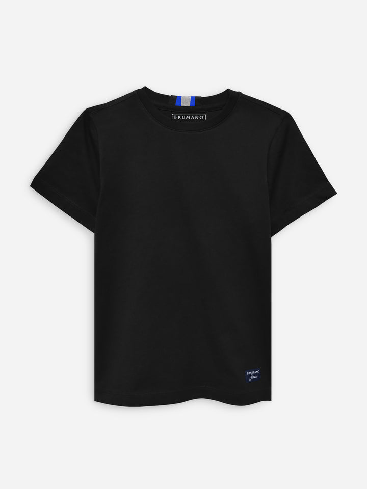 Black 100% Cotton Casual Tee With Detailing