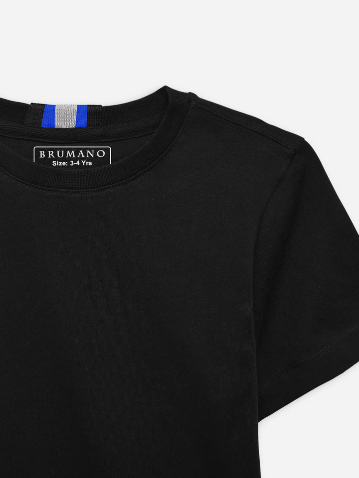Black 100% Cotton Casual Tee With Detailing
