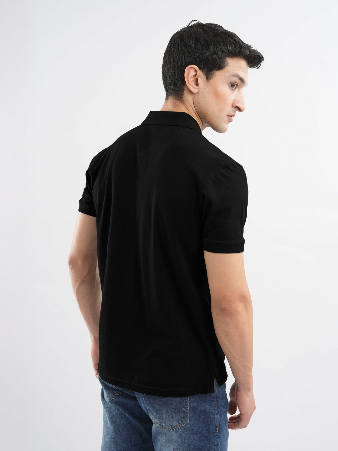 Black 100% Cotton Pique Polo
