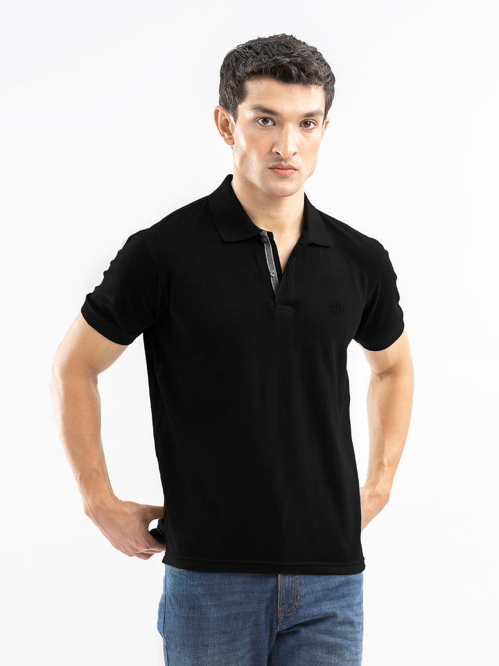 Black 100% Cotton Pique Polo