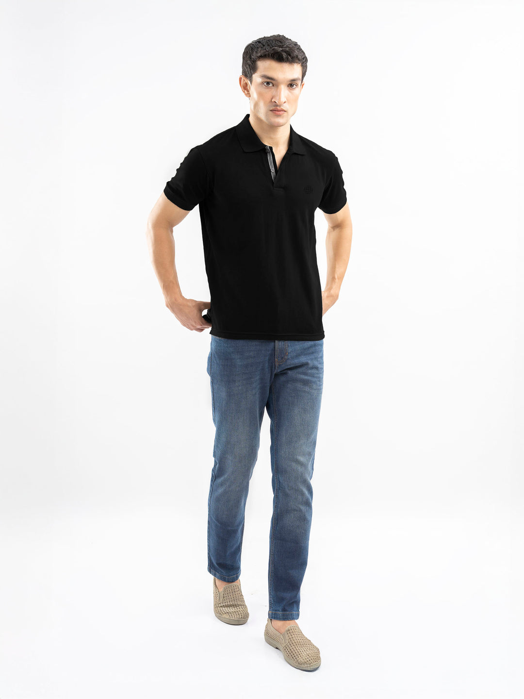 Black 100% Cotton Pique Polo