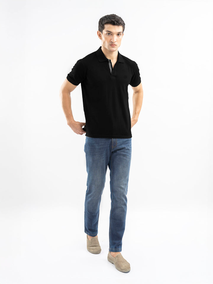 Black 100% Cotton Pique Polo