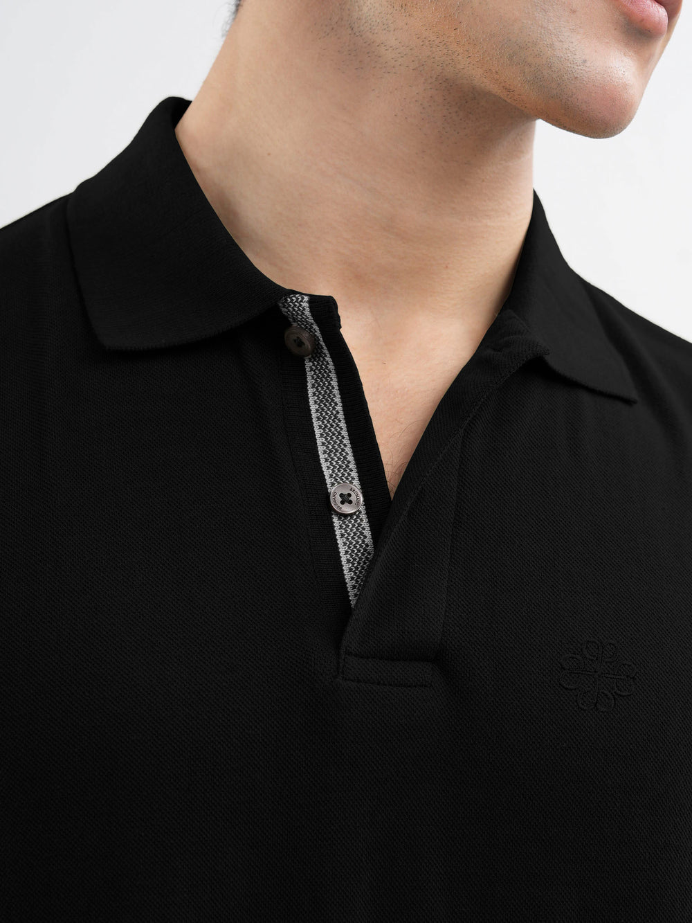 Black 100% Cotton Pique Polo