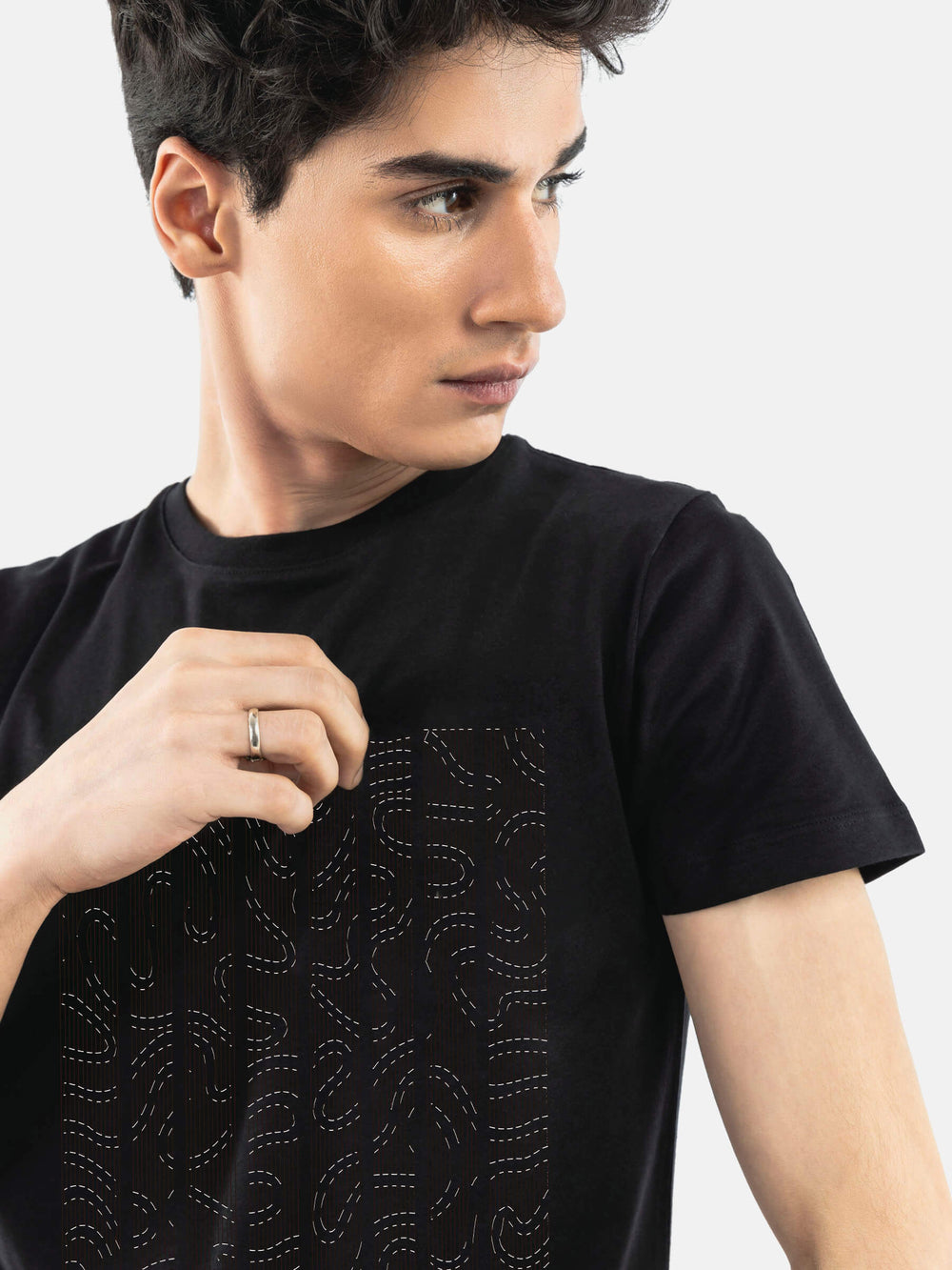 Black Abstract Graphic Printed T-Shirt