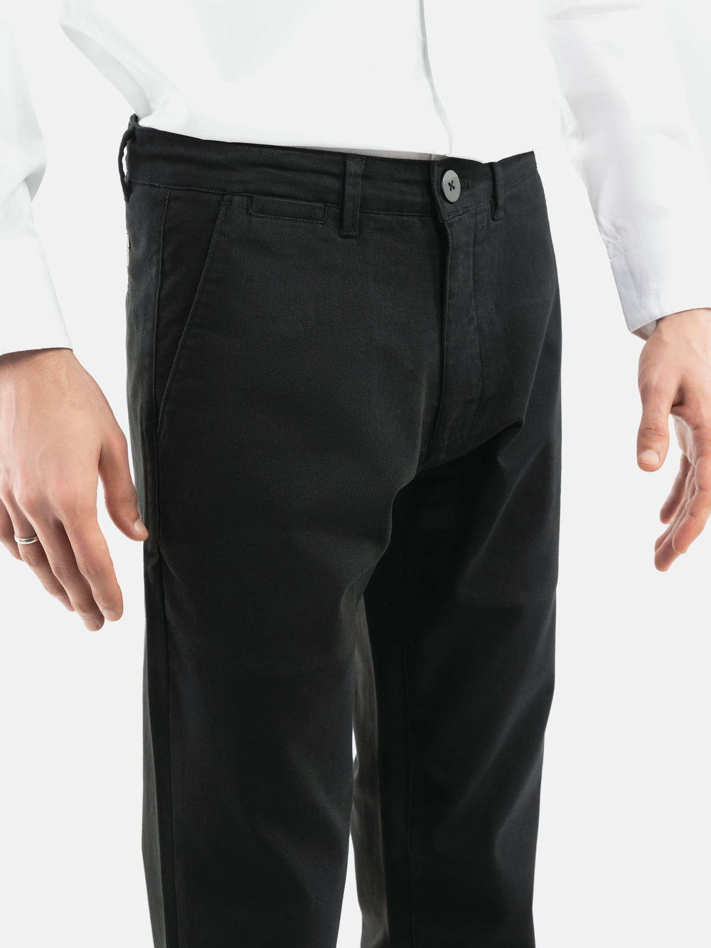 Black Basic Casual Fit Chinos