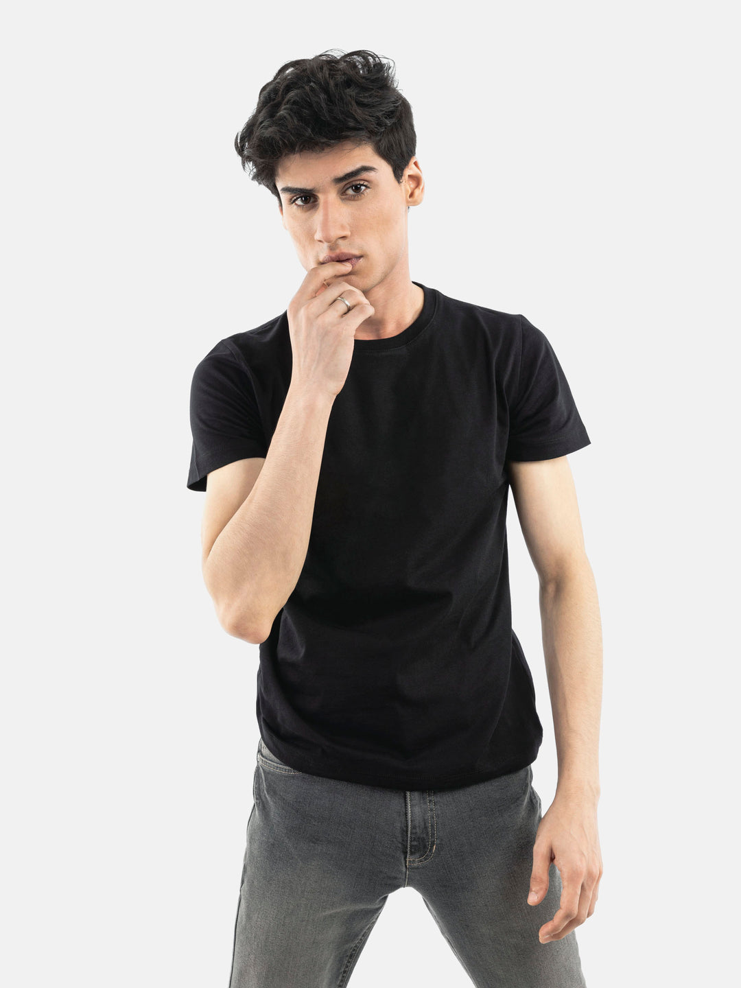 Black Basic Crew Neck T-Shirt Brumano Pakistan