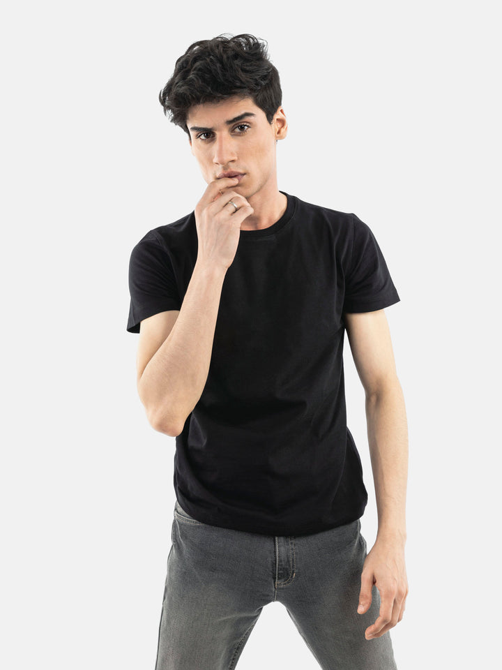 Black Basic Crew Neck T-Shirt Brumano Pakistan