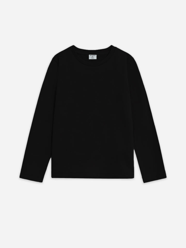 Black Basic Long Sleeve Casual T-Shirt - Junior