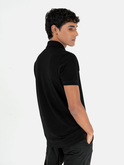 Black Basic Pique Polo Shirt Brumano Pakistan