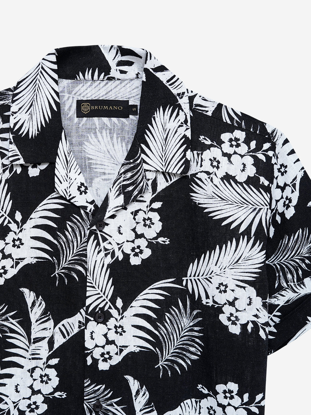 Black Bold Floral Printed Half Sleeve Cuban Collar Shirt