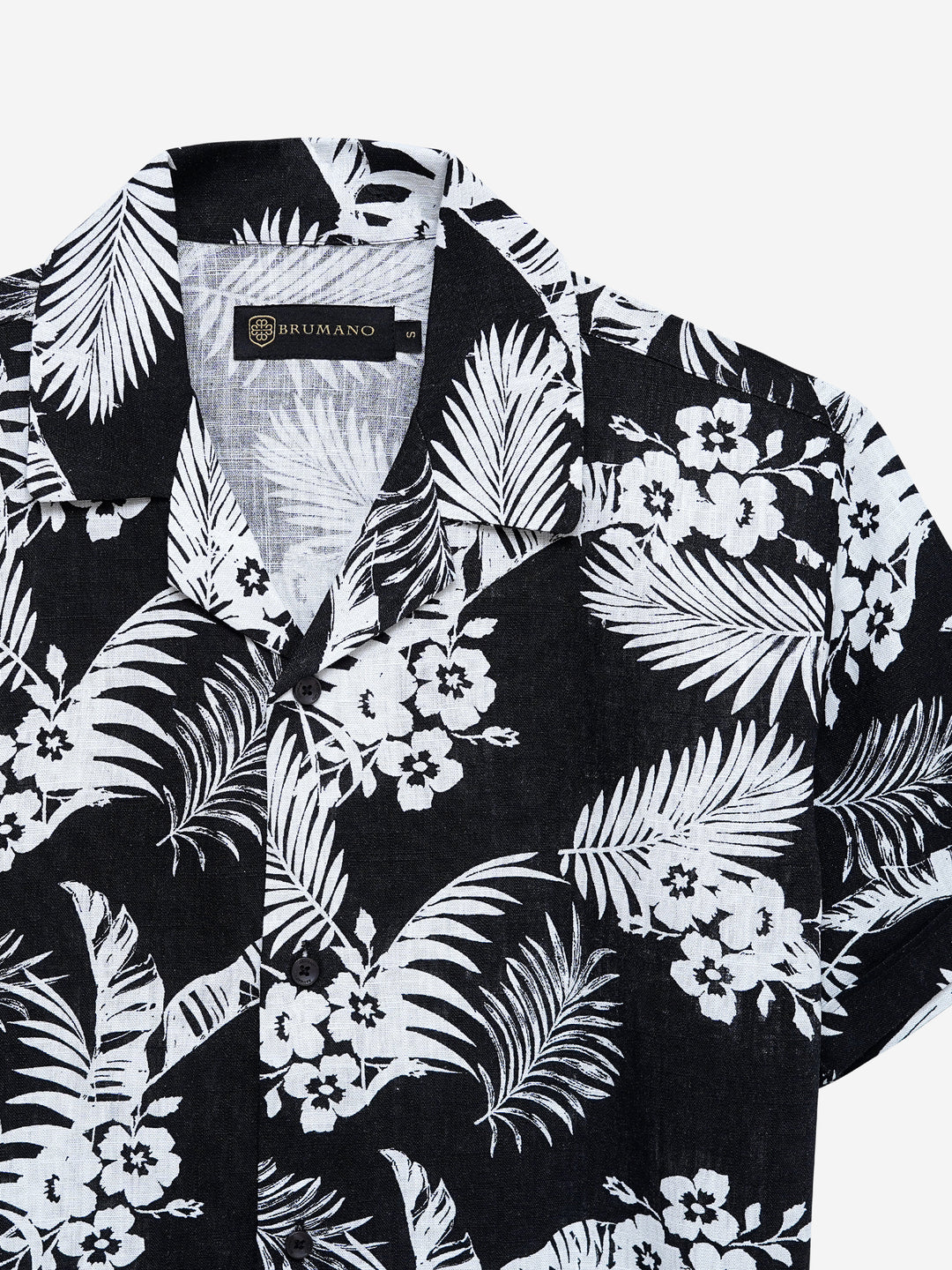 Black Bold Floral Printed Half Sleeve Cuban Collar Shirt