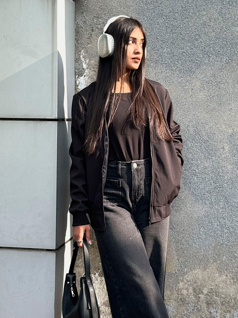 Black Bomber Jacket - Women